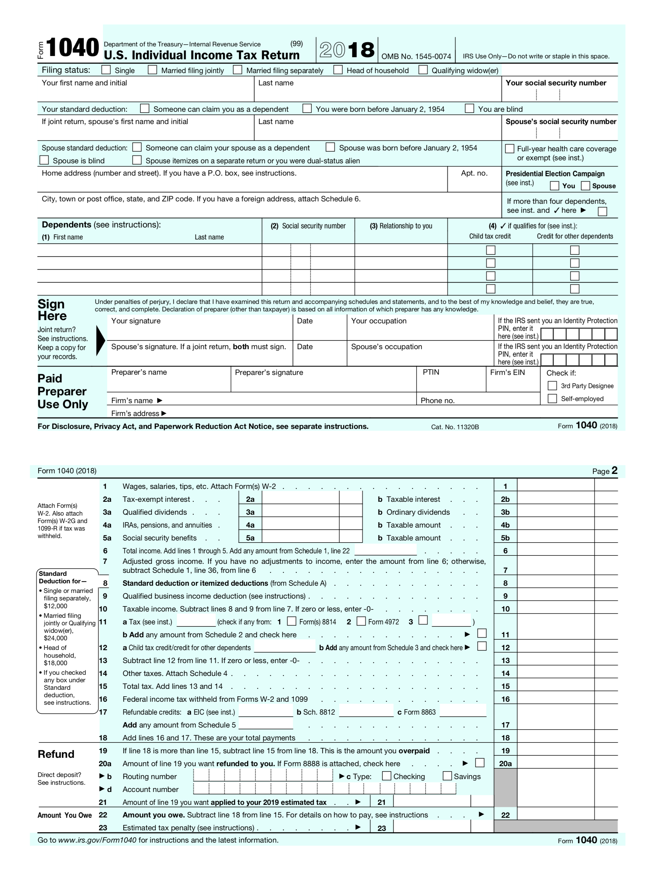 1040 U.S. Individual Tax Return